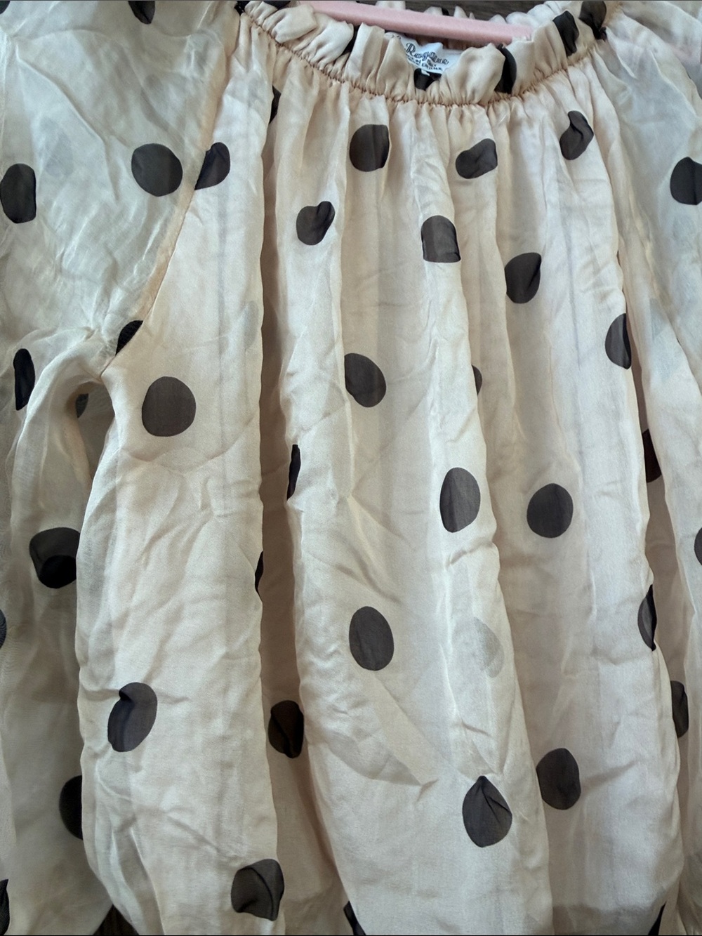 Le Ragazze Silk Blend Polka Dot Off-Shoulder Blouse - Medium | Made in Italy - Picture 5 of 15